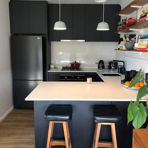Ensemble d'armoires de cuisine en acier inoxydable SS304 moderne et luxueux sur mesure, <span class=keywords><strong>protection</strong></span> de l'environnement de l'appartement, cuisinière de cuisine, placard - Product Image 1