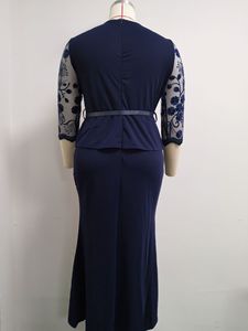 Maxi abito Casual Vintage con stampa floreale ricamato per taglie forti africano abito <span class=keywords><strong>da</strong></span> <span class=keywords><strong>sera</strong></span> alto con decorazione in pizzo corto - Product Image 4