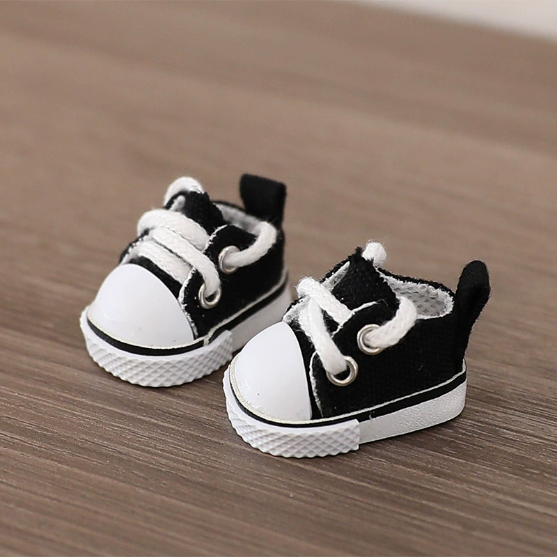 2 Pairs LAbub Mini Doll Shoes(Not Doll, Cute Mini Finger Canvas Shoes