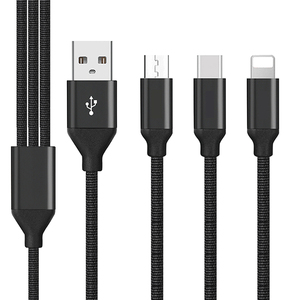 Moda apariencia 3in1 5 V/<span class=keywords><strong>2</strong></span>.4A rápido cargador de <span class=keywords><strong>cable</strong></span> para iphone tipo c V8 teléfono móvil <span class=keywords><strong>cable</strong></span> de carga de 1M - Product Image 1