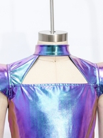 Robe métallique à volants pour filles de 6 à 16 ans, tenue de cosplay d'alien avec 1 paire de gants, costume de robot pour la danse jazz et les spectacles