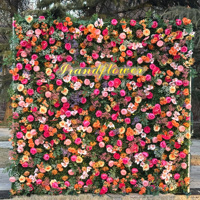 Mur de fleurs artificielles en soie faites à la main, réalistes, sur mesure, pour la décoration de mariages, fêtes et festivals, de luxe