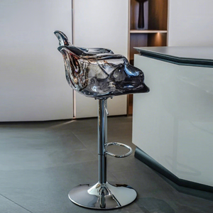 High-end Light Luxury PU Petal Design Dining Chair & Lifting <b>Bar</b> <b>Stool</b> for Living Room Island Counter Villa Furniture - Product Image 4