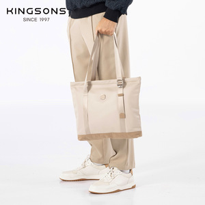 Kingsons Tote Bag Apricot Black Minimalist Eco-friendly Everyday Women's Bag - Product Image 2