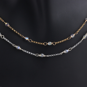 โซ่โรโล่แบบมีลูกปัดคริสตัลใสขนาด 3 มม./4 มม. ชุบทอง 14K พร้อมตัวเชื่อมลูกปัดใส อุปกรณ์ทำเครื่องประดับ DIY - Product Image 6