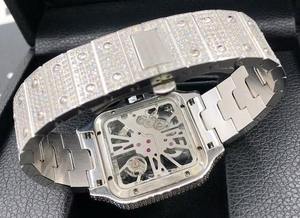 Montre de luxe entièrement sertie de diamants Moissanite VVS, mouvement automatique numérique, bracelet en acier inoxydable, argent sterling 925, style Hip <span class=keywords><strong>Hop</strong></span> - Product Image 5
