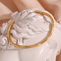 Bracelet minimaliste en acier inoxydable plaqué or 18K en forme de vague d'eau