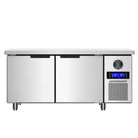 Réfrigérateur commercial Plan de travail Réfrigérateur sous comptoir Réfrigérateur de refroidissement par ventilateur de comptoir en acier inoxydable à 2 portes