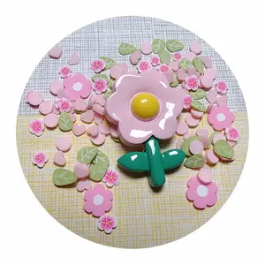 Sevimli çiçekli boncuk kil polimer Sprinkles Kawaii öğeleri kil boncuklar düz geri reçine Cabochon DIY ürünleri