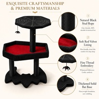 Arbre à chat d'Halloween en gros avec plateforme toile d'araignée, base en forme de chauve-souris, poteaux enroulés de corde pour chats d'intérieur OEM ODM