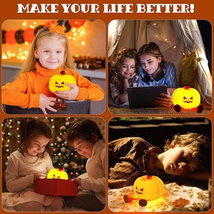 Halloween Pumpkin LED Night <b>Light</b> With <b>Rope</b> Hanging Legs USB Rechargeable Adjustable Brightness Silicone Touch Lamp - Product Image 6
