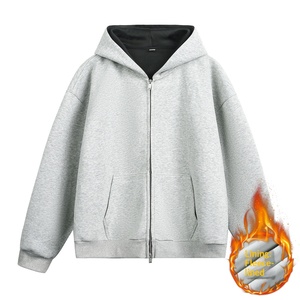 Sudadera con capucha y cremallera de 380g, estilo americano, con bloques de color, forrada, para <span class=keywords><strong>hombre</strong></span>, informal, deportiva, corta, oversize, para otoño - Product Image 5