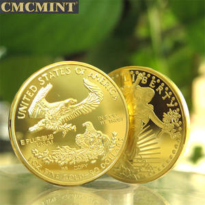 Moneta Souvenir di Alta Qualità Placcata Oro 1 Oncia in Ottone Aquila Americana e Statua della Libertà Anno 2018, Monete da Collezione Oro Lucido - Product Image 3