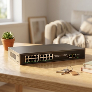 Switch Gigabit PoE non géré 10/100/1000 Mbps standard 16 ports 48 V actif IEEE802.3 AF/AT 200 W pour caméra IP CCTV en stock - Product Image 1