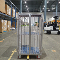 Chariot de stockage robuste en acier galvanisé CASE CARTER OEM avec roues, cage en treillis métallique, conteneur roulant de sécurité 400 kg