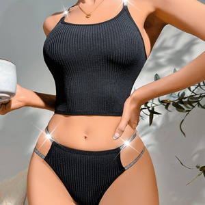 Women's Seamless Push-Up <b>Bra</b> Set Thongs Panties Breathable Sports Underwear Comfortable Tank Tops Lingerie <b>Wire</b>-Free Brassiere - Product Image 1