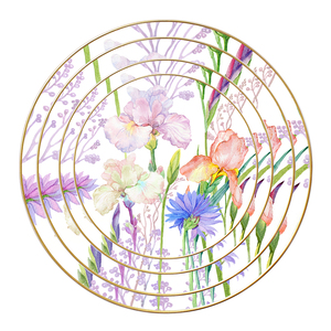 ชุดภาชนะอาหารเซรามิกขอบทองสำหรับงานแต่งงานโรแมนติกแบบ<span class=keywords><strong>2022</strong></span>อุปกรณ์บนโต๊ะอาหารสีสันสดใสพร้อมของตกแต่งสำหรับงานเลี้ยง - Product Image 1