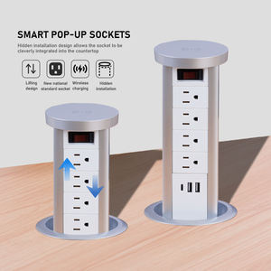 Regleta <span class=keywords><strong>de</strong></span> Aluminio para Mesa con 4 Tomas <span class=keywords><strong>de</strong></span> Corriente, 2 USB-A, 1 USB-C, Diseño Retráctil con Abrazadera para Cocina CN - Product Image 4