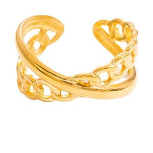 Fashion <b>Rings</b> Geometric Shape 18k Gold Plated <b>Titanium</b> Steel Women's Jewelry Gift - Product Image 5