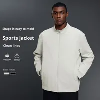 Blouson Bomber Décontracté Homme Automne Coupe Ample Col Montant Tissé Coupe-Vent Fermeture Éclair Motif Cœur Streetwear Mélange Polyester/Coton
