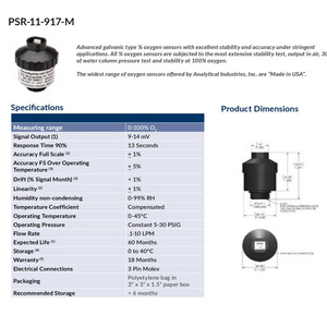 เซ็นเซอร์ออกซิเจน Analytical Industries Inc. รุ่น PSR 11-917-M สำหรับการตรวจสอบสภาพแวดล้อม ผลิตในสหรัฐอเมริกา - Product Image 4