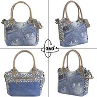 Sac fourre-tout en jean vintage personnalisé pour femme, sac bandoulière en denim tendance, sac à main en jean populaire