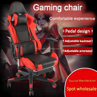 Chaise de jeu ergonomique inclinable en cuir de haute qualité, pivotante à 360 degrés, accoudoirs réglables, hauteur réglable, confortable