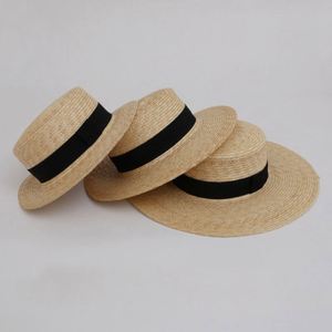 Sombrero de Paja Plano Estilo Francés, Británico y Panamá para Mujer, Tejido a Mano, Natural, para Vacaciones de Verano, Playa, Disfraces de Navidad - Product Image 3