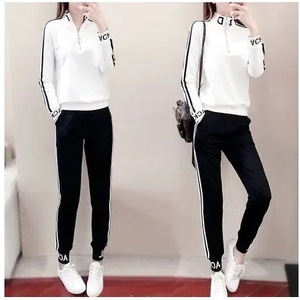 Women's Autumn Winter Casual Two Piece Set Sweatshirt Pants Set White Black Full Sleeve Knitted Polyester Fashion Loose Fit - Product Image 4