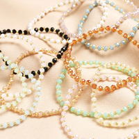 Nouveau bracelet extensible en perles, bracelets en cristal de verre facetté avec perles dorées, bijoux de naissance, cadeaux pour elle, filles