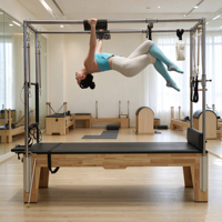 Lit de Pilates Reformer MJD Cadillac en bois de caoutchouc/érable pour usage domestique et commercial, entraînement de yoga, fitness, musculation, Pilates Reformer