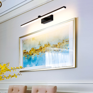 Applique murale LED noire moderne en alliage d'aluminium, rectangulaire, à montage en surface, 3500K blanc chaud, pour salle de bain, design minimaliste - Product Image 4