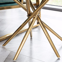 Table d'appoint ronde en marbre de style nordique avec tube en acier inoxydable doré