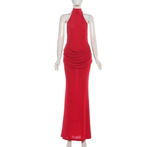 <span class=keywords><strong>Abito</strong></span> Sexy Elasticizzato Rosso per San Valentino, Schiena Scoperta, Halter, Aderente, <span class=keywords><strong>Lungo</strong></span> fino a Terra - Product Image 5