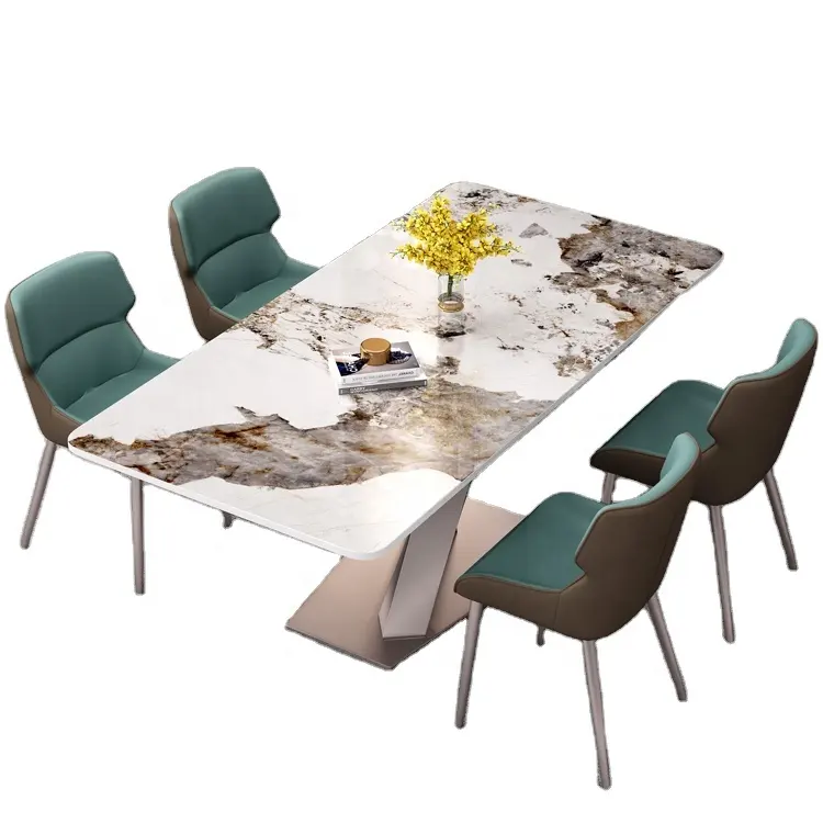 Роскошный мраморный обеденный стол, набор, итальянский обеденный стол, 6 мест, недорогая Выдвижная мебель для столовой, стулья для ресторана