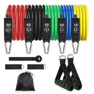 Custom Logo Pull Up Heavy Workout Fitness Equipment Workout 150Lb 11Pcs Latex Exercise Resistance Tubes