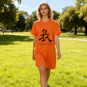 Nhà Máy Giá Bán Buôn Tùy Chỉnh Ngắn Tay Áo T-Shirt Của Phụ Nữ Áo Sơ Mi Giản Dị Ăn Mặc Crew-Neck Loose Top TEE Áo Sơ Mi Dresses Cho Phụ Nữ - Product Image 4