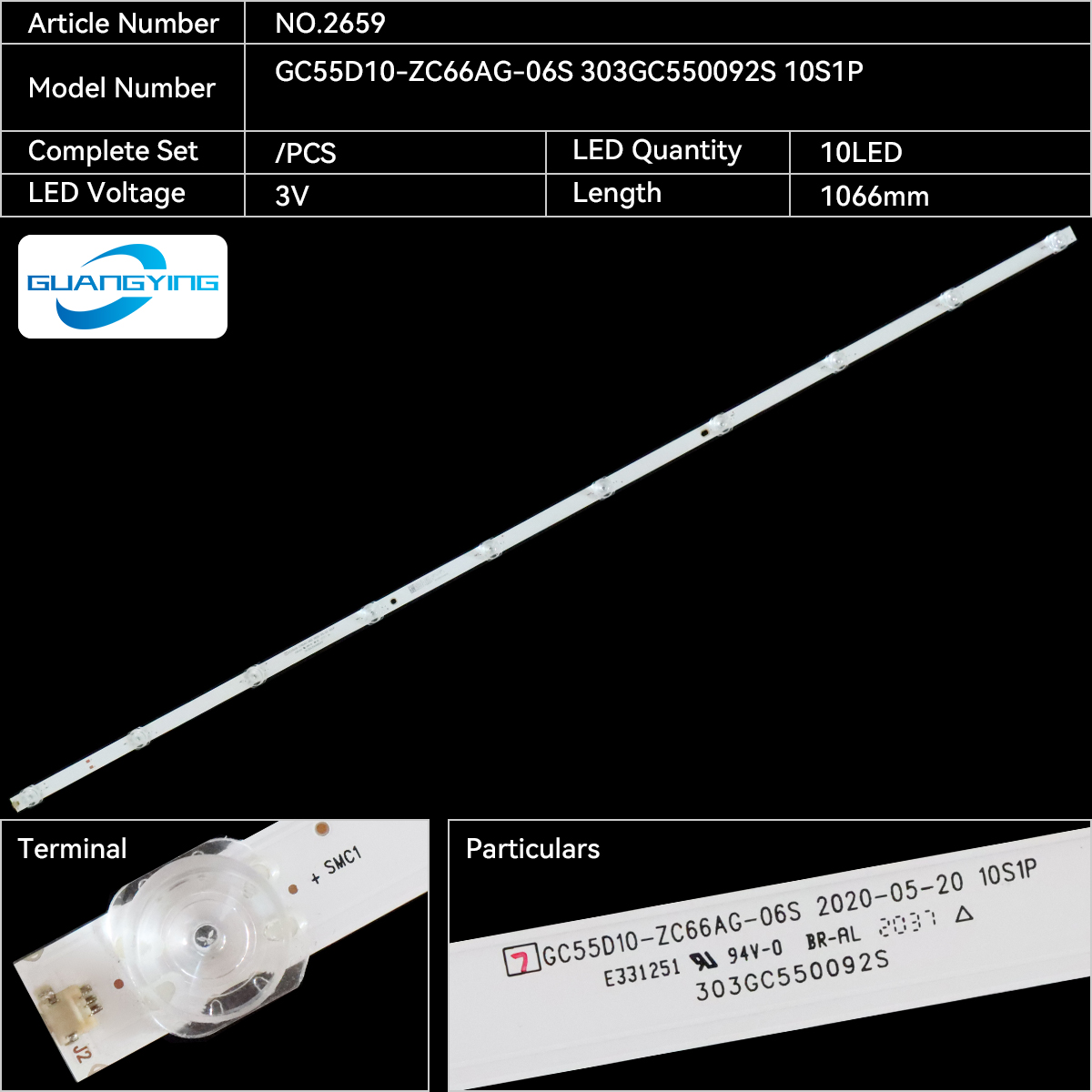 LED TV Backlight Lamp Strip Compatible with GC55D10-ZC66AG-06S and