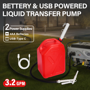 Fuel <b>Transfer</b> Manufacturer 3.2GPM Manual Nozzle Fuel <b>Transfer</b> <b>Pump</b> with Battery Powered USB Plastic & Easy-to-Use Rubber Hose - Product Image 2
