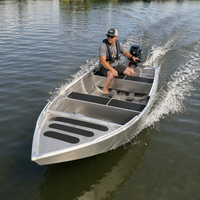 Nouvelle tendance : Bateau de pêche en aluminium de haute qualité avec grand espace de rangement, conception de skiff à rames pour les loisirs en plein air sur lac et rivière