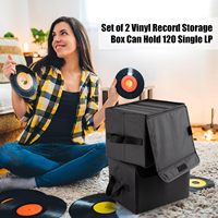Boîte de rangement pour disques vinyles pliable, grande capacité, écologique, durable, avec poignées en nylon, adaptée aux chambres et aux salons.