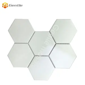 Белая керамическая настенная плитка 6 мм, большая Шестигранная матовая поверхность, мозаичная плитка для душевой комнаты