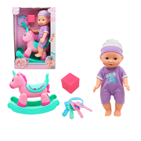 Adorable poupée en plastique souple de 12 pouces, corps vide, yeux ouverts, avec porte-clés et biberon, pour jeux d'imitation pour enfants et cadeaux pour tout-petits