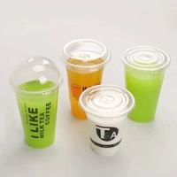 Couvercle plat en PLA transparent à usage unique personnalisé, 90mm, gobelet en plastique biodégradable écologique pour boisson froide, thé au lait et café