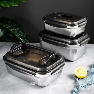 Food <b>Storage</b> <b>Containers</b> 304 Stainless Steel With Lid And Handle Large Capacity Single Layer For Kitchen Use - Product Image 1