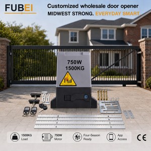 <span class=keywords><strong>Kit</strong></span> d'ouverture de portail coulissant Fubei 1500 kg 750 W, directement de l'usine, avec voyant d'avertissement clignotant et deux télécommandes pour garage - Product Image 1