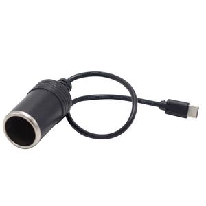 High Quality USB C Male Female Power Converter Type C <strong>Cable</strong> 5v 12-24v Car Cigarette Lighter Socket Step-up USB C Male 5v 12v Car - Product Image 1