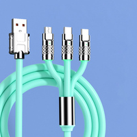 Câble USB stable en alliage de zinc et silicone, super rapide, 3 en 1, 120 W, pour iPhone et Android