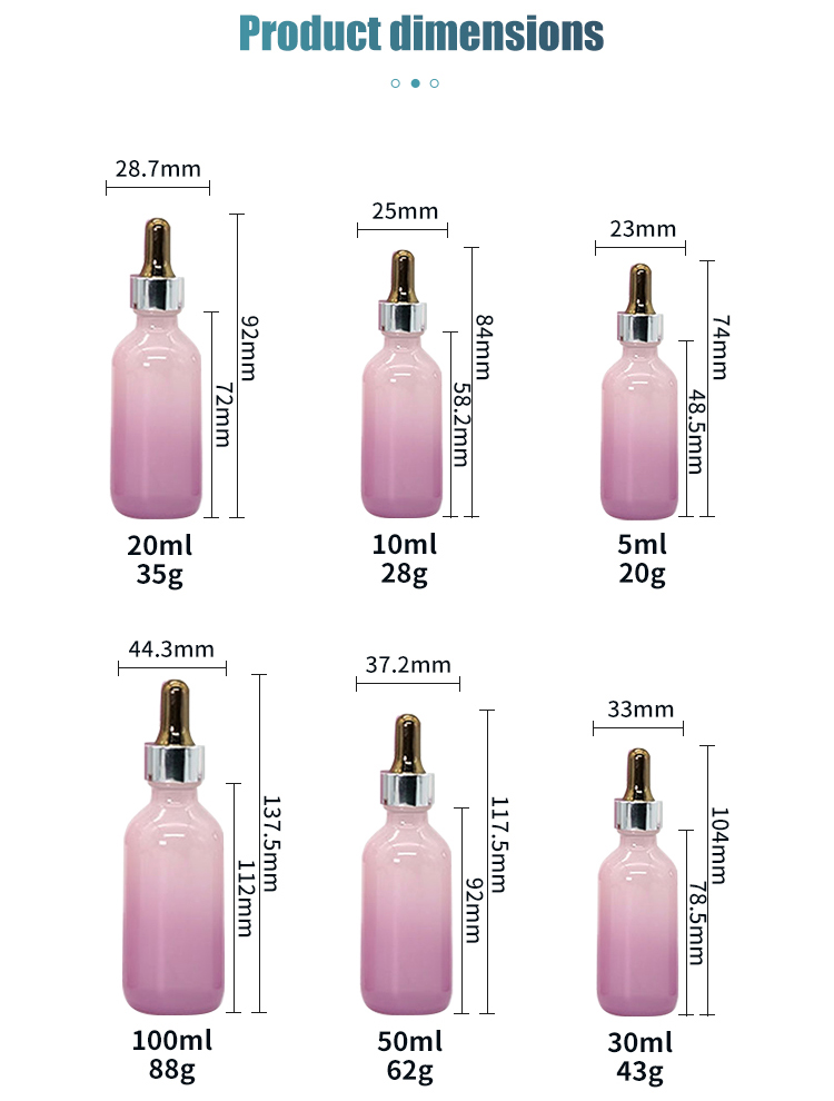 Rainbow Gradient Boston Dropper Bottles 100ml Essential Oil Bottle