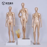 Mannequin de luxe en fibre de verre couleur or champagne, corps entier, pour présentation de bijoux, robes de mariée et vêtements haut de gamme, pose debout